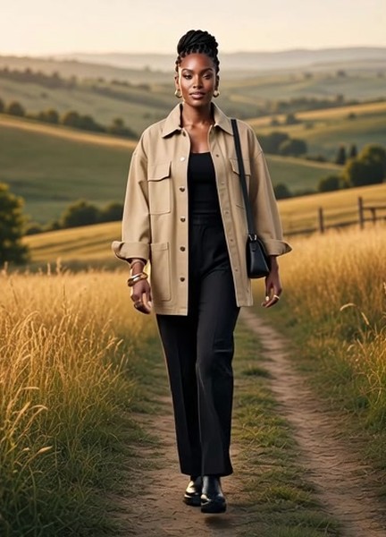 Lifestyle video still: model walking